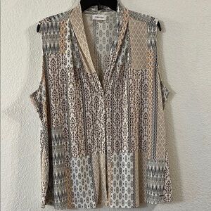 ~3 for $20~Calvin Klein sleeveless blouse boho print